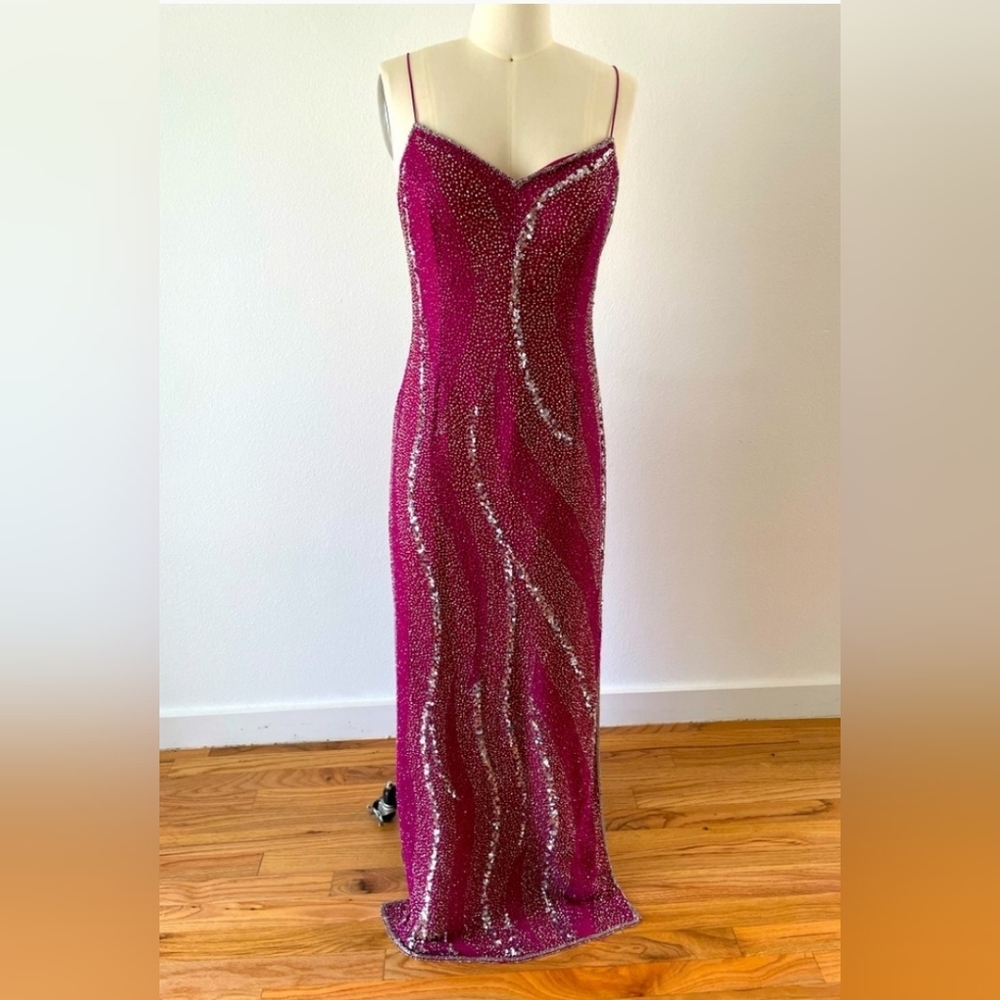Scala Hot Pink & Silver Gown